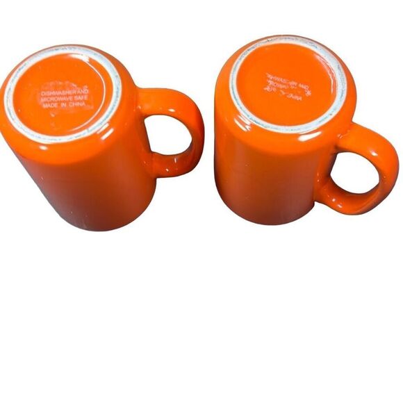 Plain Orange Ceramic Hot Cold Coffee Tea Mug Cup Size 3.25" x 5" Set Of 2 - Picture 5 of 6